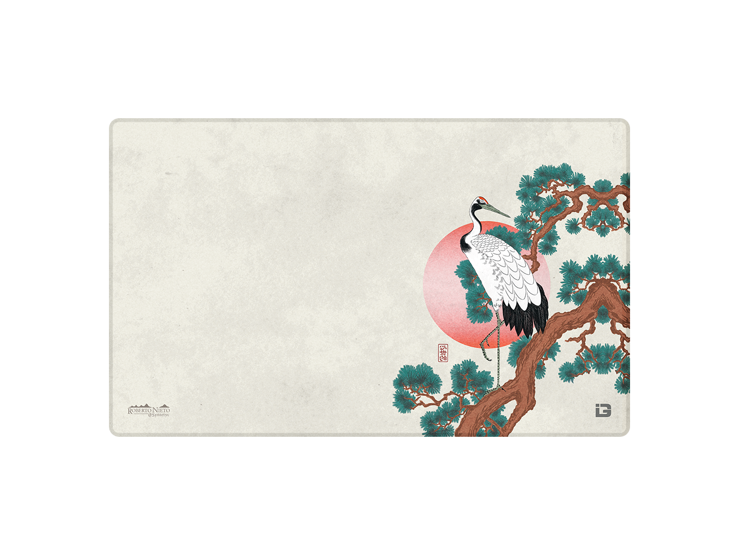 Crane On Pine Branch