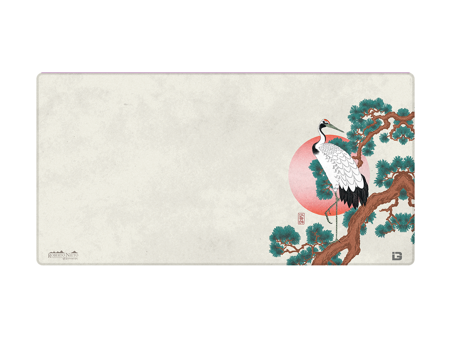 Crane On Pine Branch