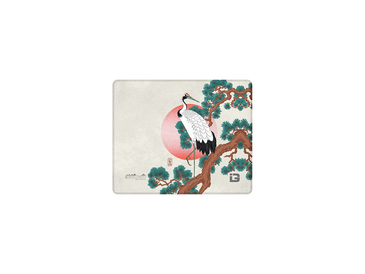 Crane On Pine Branch