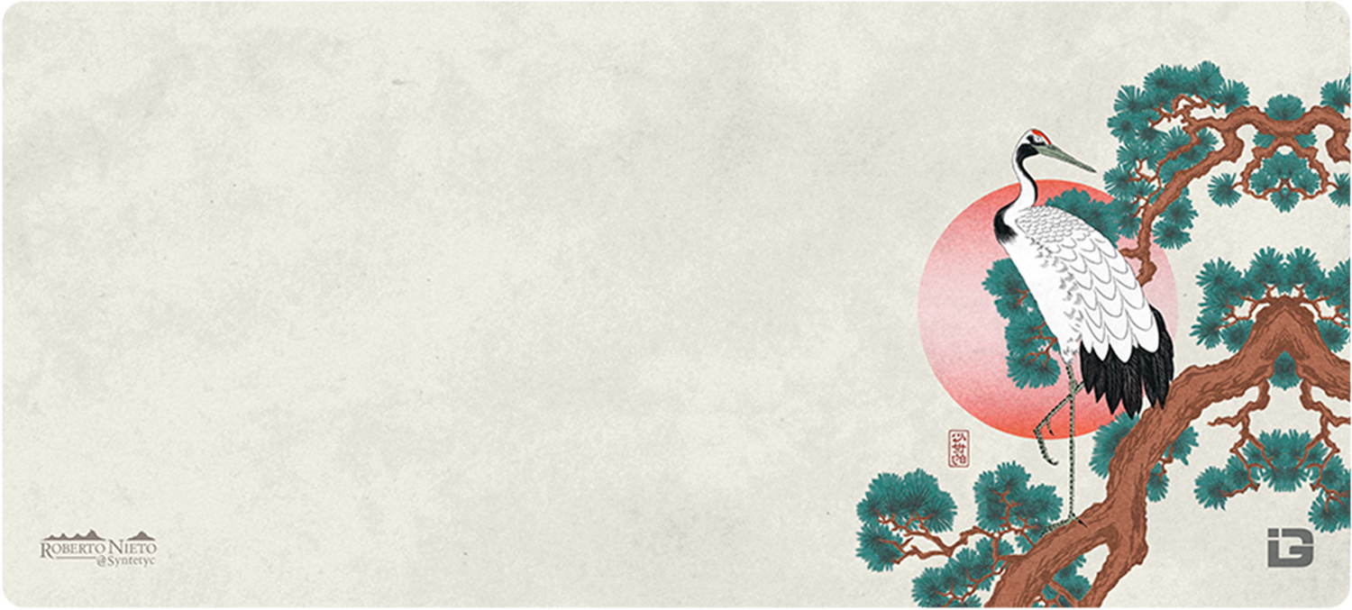 Crane On Pine Branch