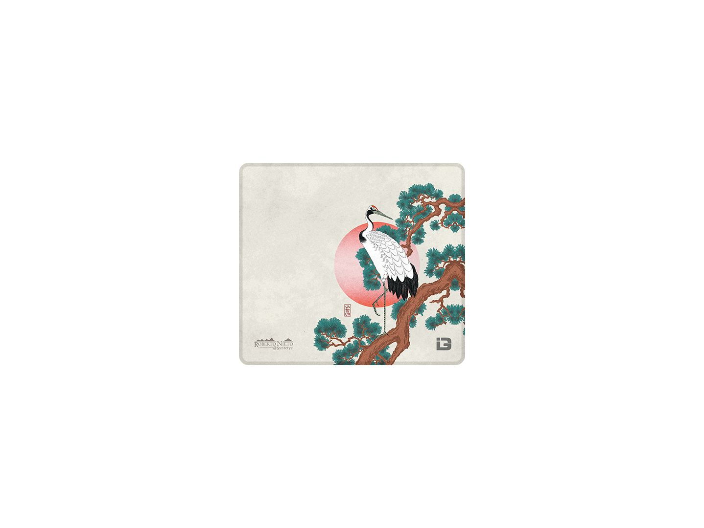 Crane On Pine Branch