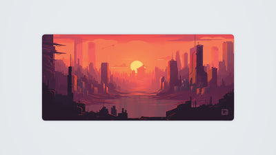 Aube dans une ville futuriste