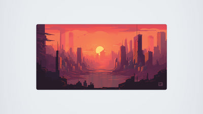 Aube dans une ville futuriste