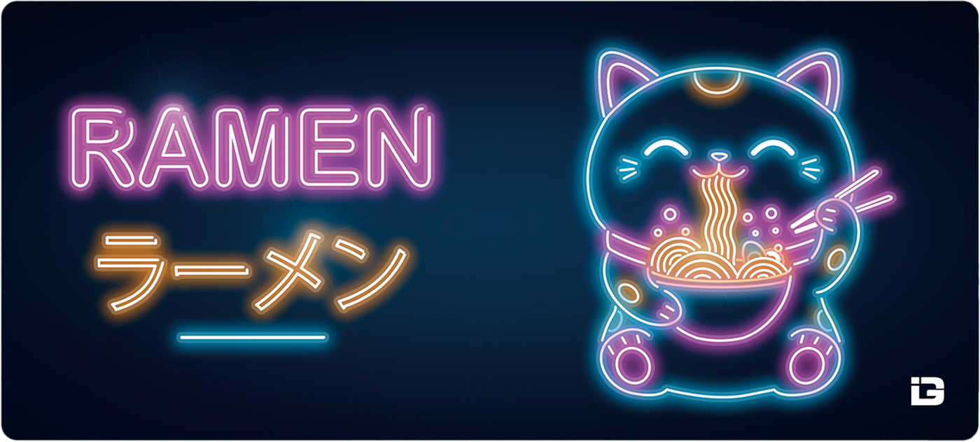 Neon Retro Neko Ramen