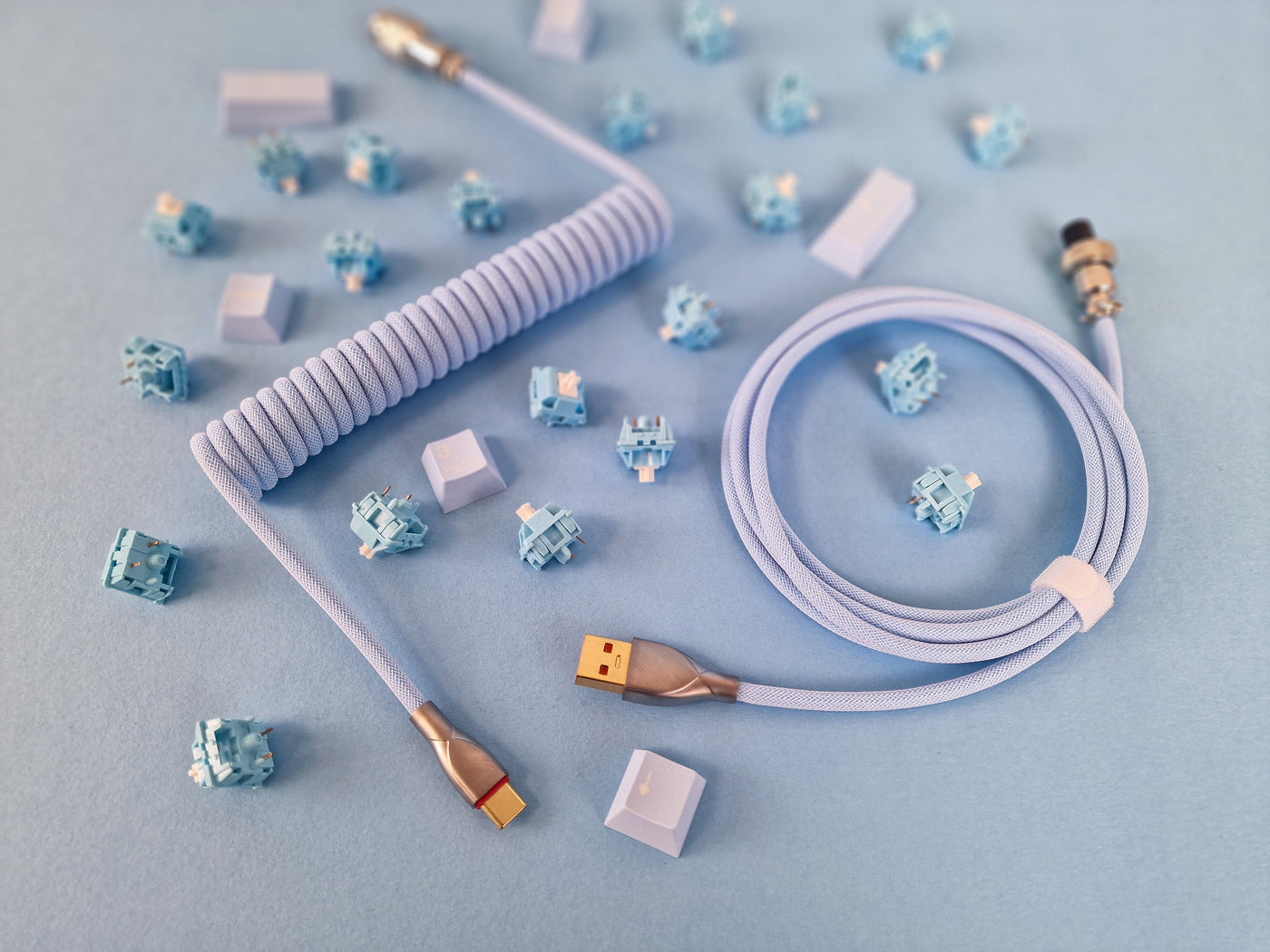 Baby Blue Coiled Aviator Cable