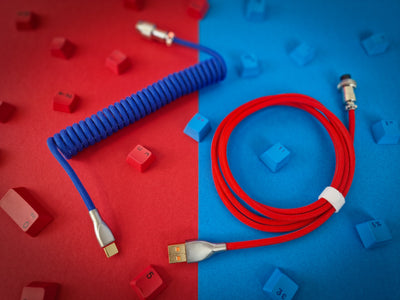 Blue & Red Coiled Aviator Cable