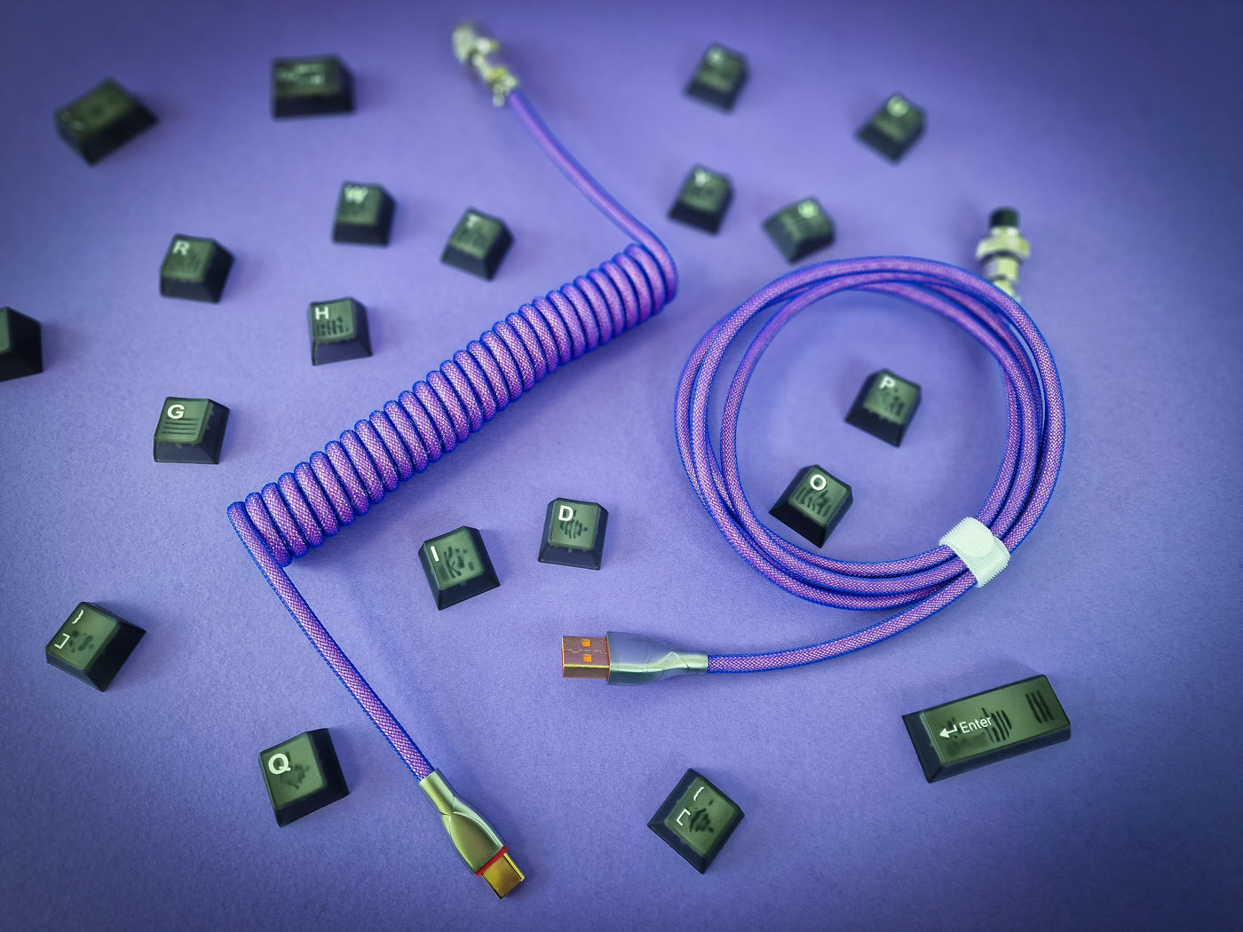 Electric Purple Coiled Aviator Cable