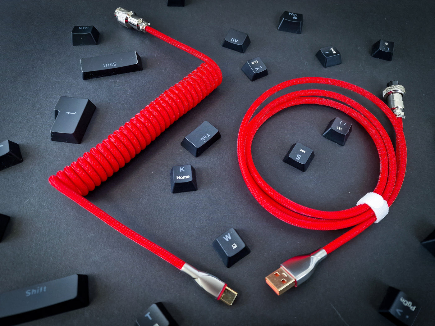 Vibrant Red Coiled Aviator Cable