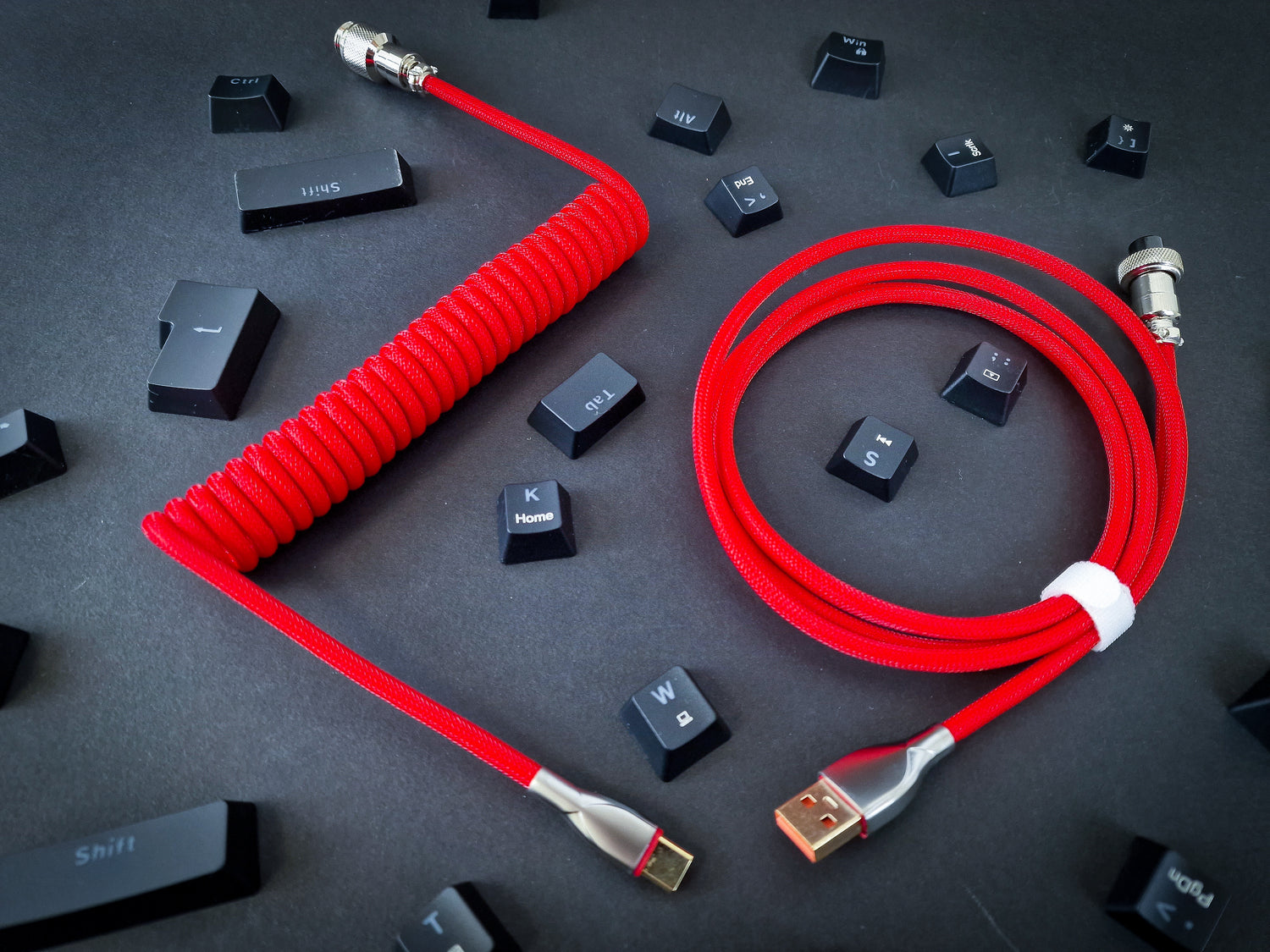 Vibrant Red Coiled Aviator Cable