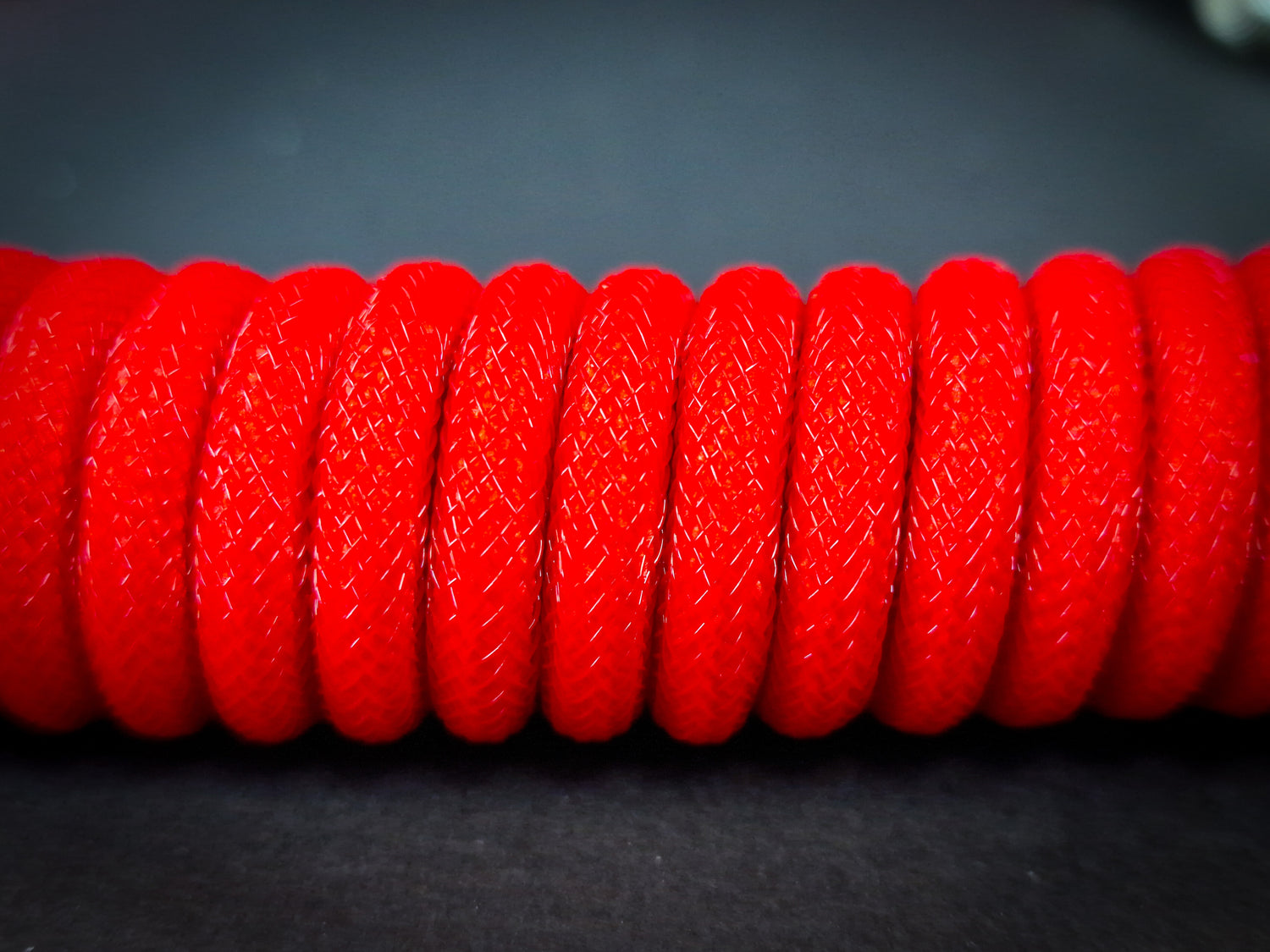 Vibrant Red Coiled Aviator Cable